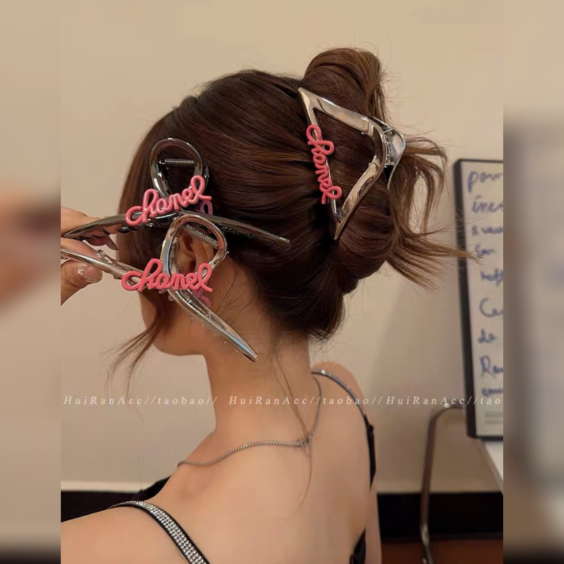 甜酷辣妹~粉色y2k发夹女后脑勺盘发大号鲨鱼高级感2023