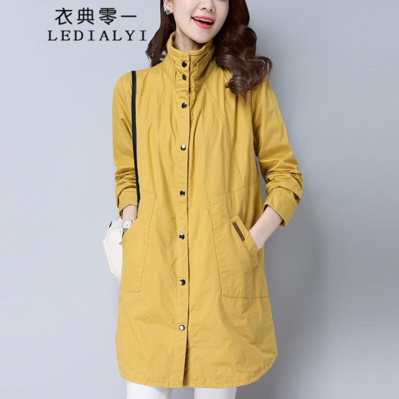 时尚休闲风衣外套女春秋季新款中年百搭宽松显瘦小个子中长款大衣