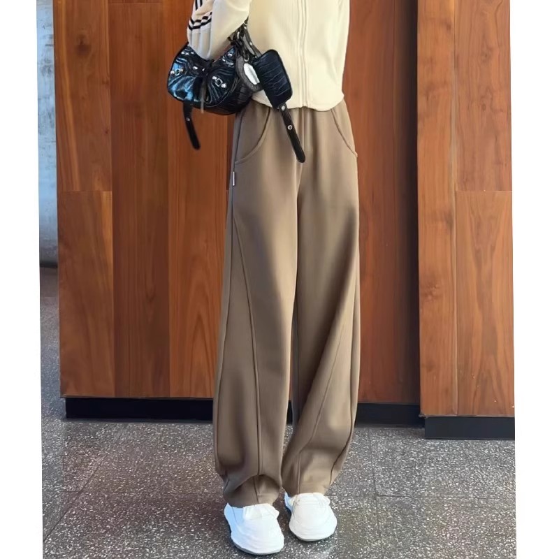 芯娇晴窄版香蕉裤女2025春秋新款高腰运动裤休闲直筒加厚阔腿裤子