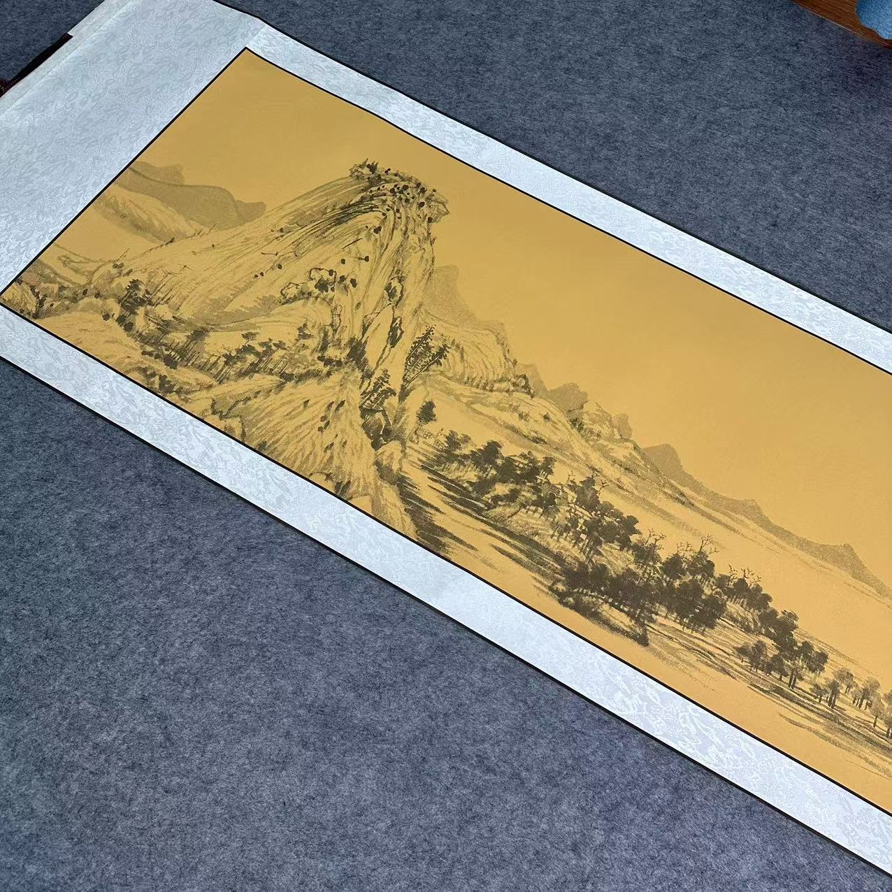 【四尺对开--富春山居图横轴】蜡染半生熟卷轴书法创作作品纸横轴