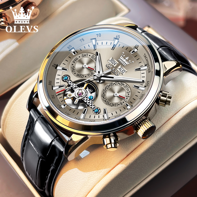 欧利时旗舰店男士手表防水多功能机械手表镂空时尚男款手表6710