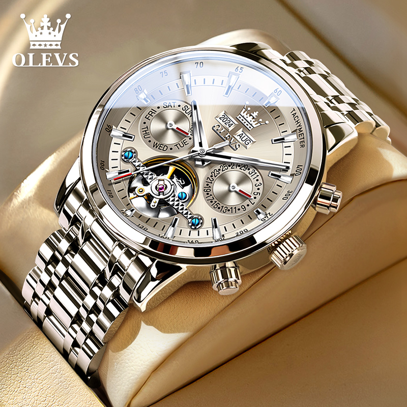 欧利时手表男士机械表全自动多功能时尚夜光防水镂空帅气男表6710