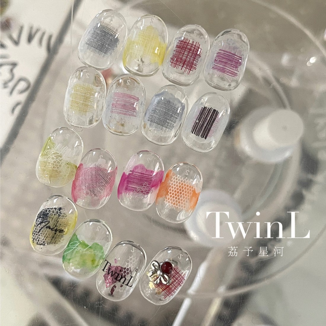 TWINL定制出品ins风糖果色美甲布纹贴纸蕾丝布纹风日系薄韧贴纸