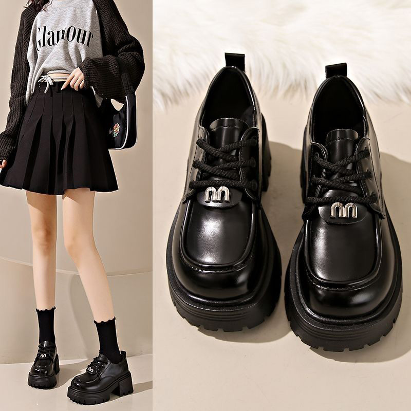 厚底软皮乐福鞋2025春季新款单鞋女复古英伦风百搭jk小皮鞋女厚底
