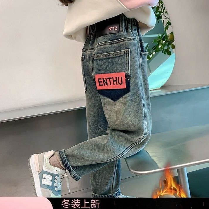 儿童洋气宽松加绒加厚冬装女童休闲裤儿童中大童韩版秋冬长裤潮