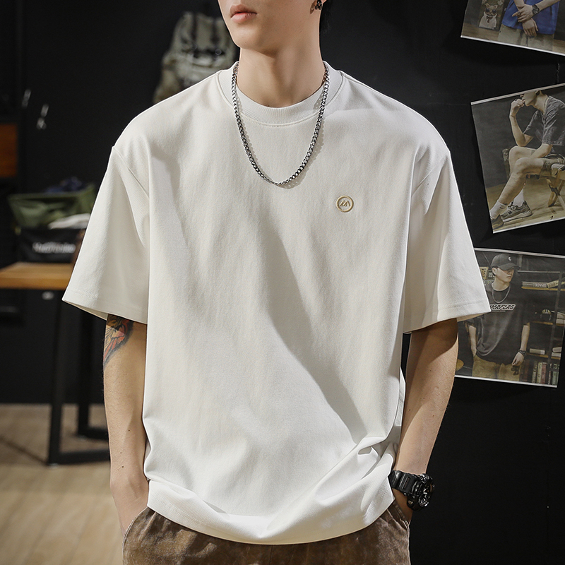 MR.MUDI/穆迪先生2025夏季新款重磅短袖T恤男潮宽松男士体恤白色