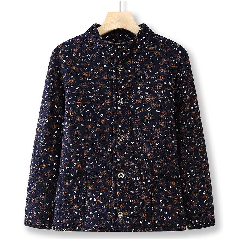 中老年秋冬装小棉衣女奶奶碎花内胆棉袄妈妈内搭棉服加厚打底上衣