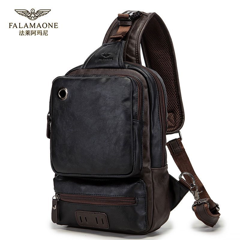 法莱阿玛尼新款高档韩版小包挎包时尚旅行胸包大容量潮流单肩男包