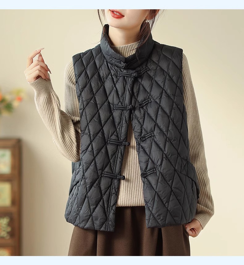 新中式棉马甲背心外穿秋冬季2024新款大码夹棉马夹外套加厚上衣