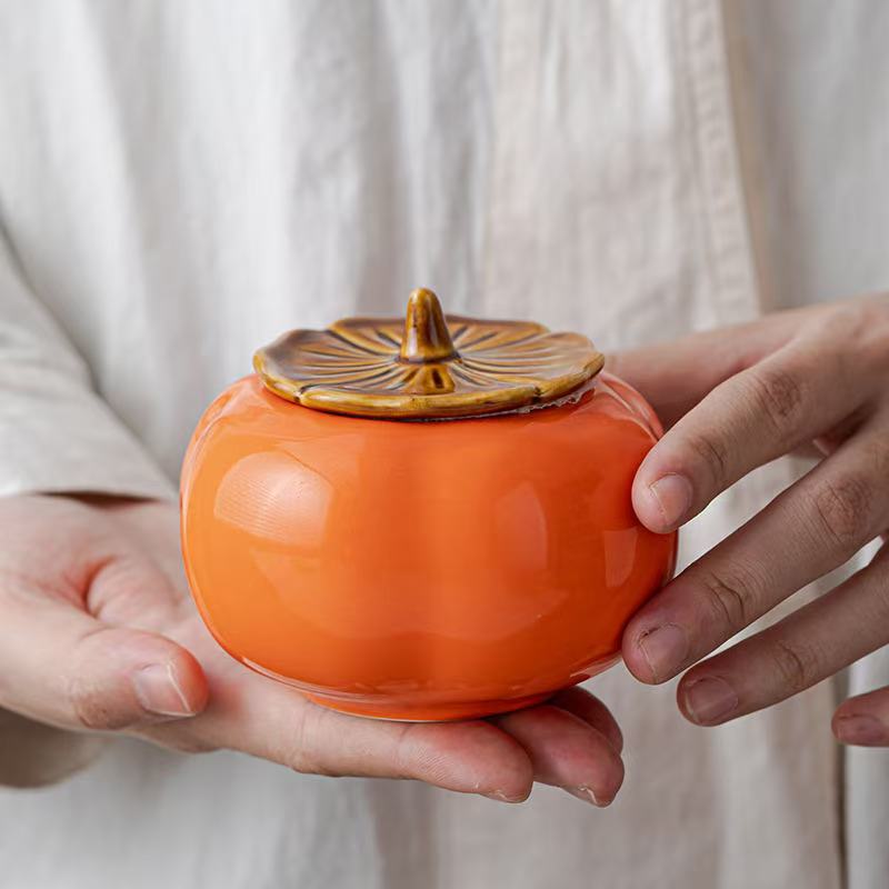 【两个】柿柿如意创意陶瓷密封罐