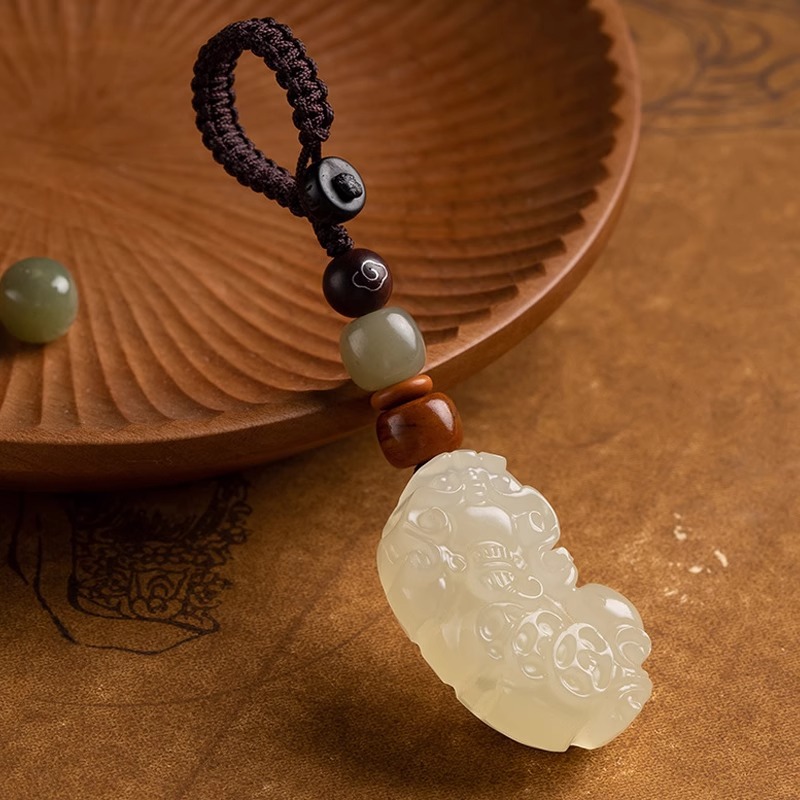 玉貔貅汽车钥匙扣钥匙挂件包包挂饰挂坠公母貔貅一对情侣款