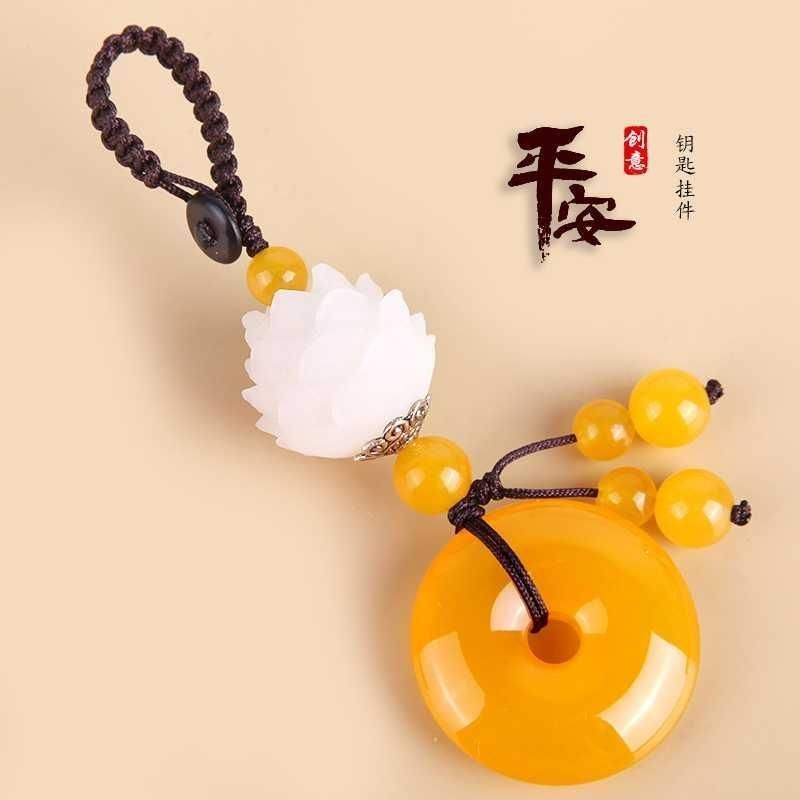 平安扣汽车钥匙扣莲花创意钥匙链包包挂饰钥匙挂件平安扣女另外