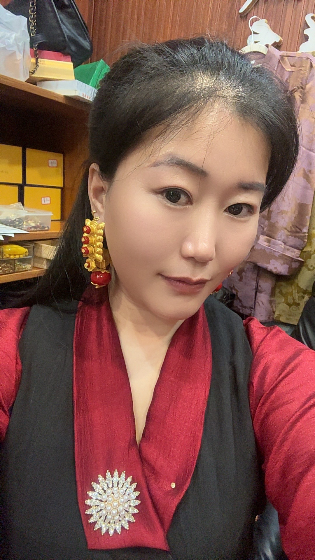 黄铜合成锆石耳饰 合金无非金属耳饰耳环民族风藏饰品不掉色