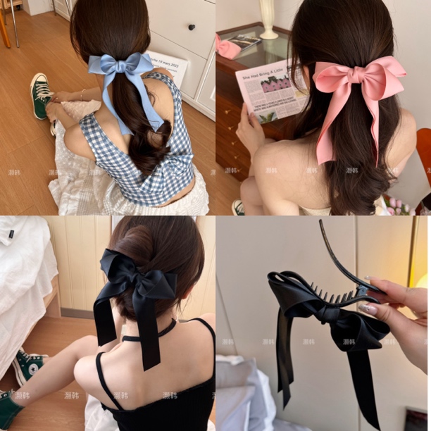 少女私藏！超仙百搭蝴蝶结立体飘带织带鸭嘴夹奶油发夹半扎发饰