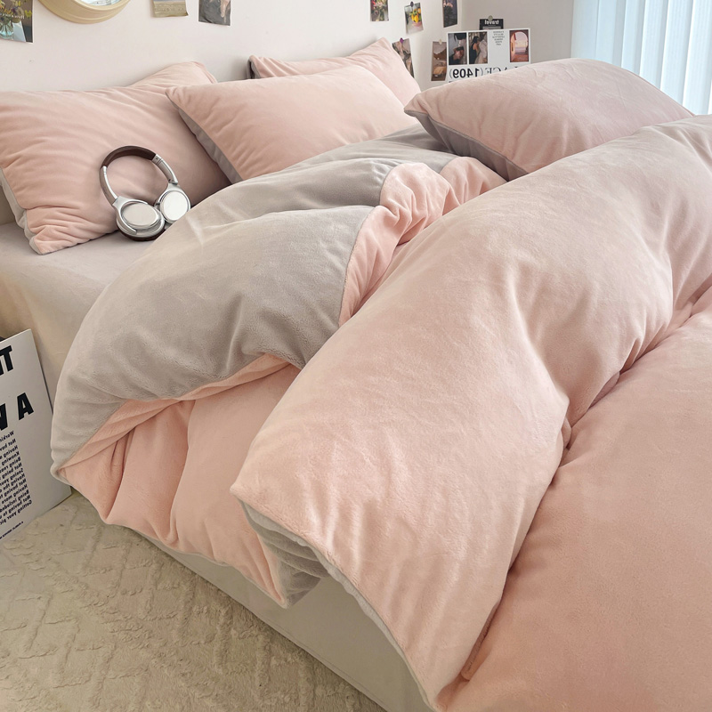 牛奶绒四件套床上加绒被加绒加厚双面珊瑚绒被套双面绒防寒三件套