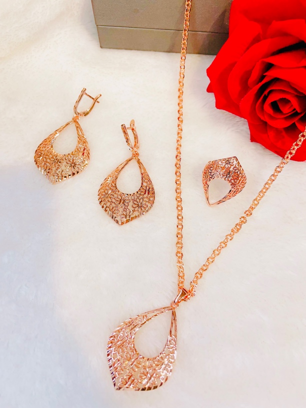 铜合金项链 parilar新款玫瑰金色毛衣链三件套1007