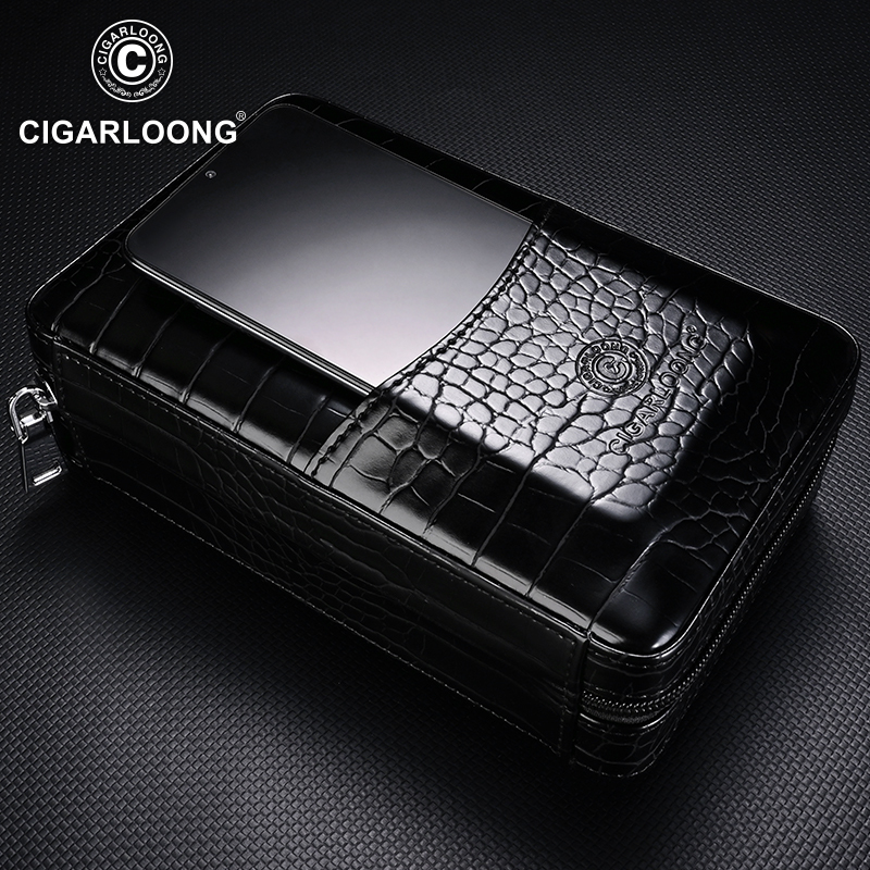 CIGARLOONG茄龍雪茄盒套装牛皮革雪茄剪打火机收纳包CLA-19LX1