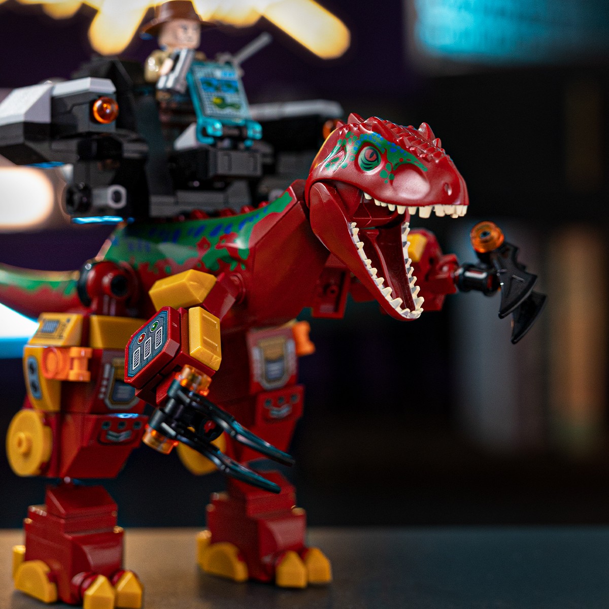 大号机械恐龙积木侏罗纪异特龙变形霸王龙拼装玩具机甲公园儿童