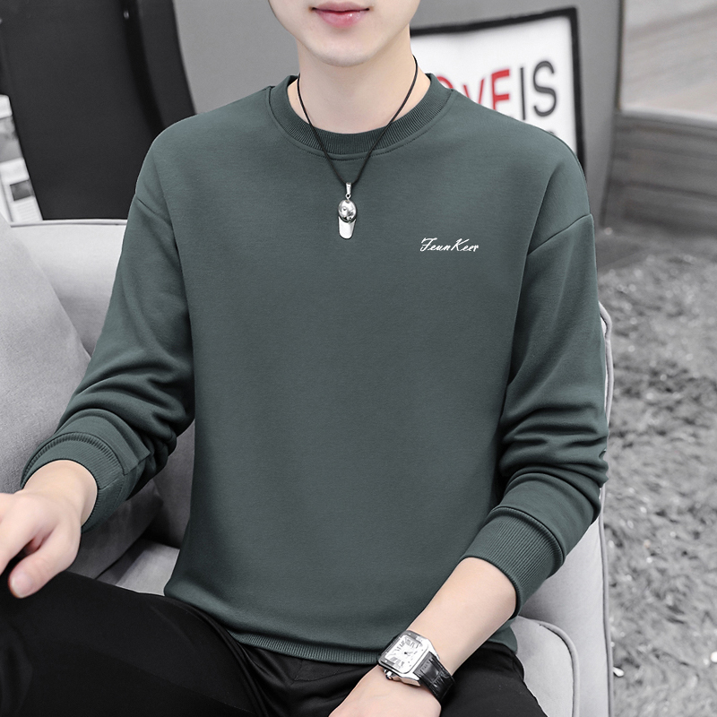 320g重磅灰色卫衣男加绒加厚秋冬打底衫保暖圆领套头无帽长袖t恤