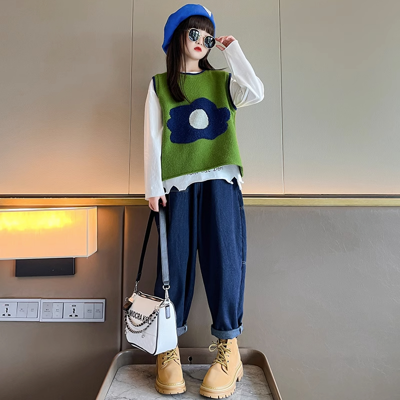 女童韩版2025新款套装秋季网红洋气时髦衣服儿童春秋款三件套爆款