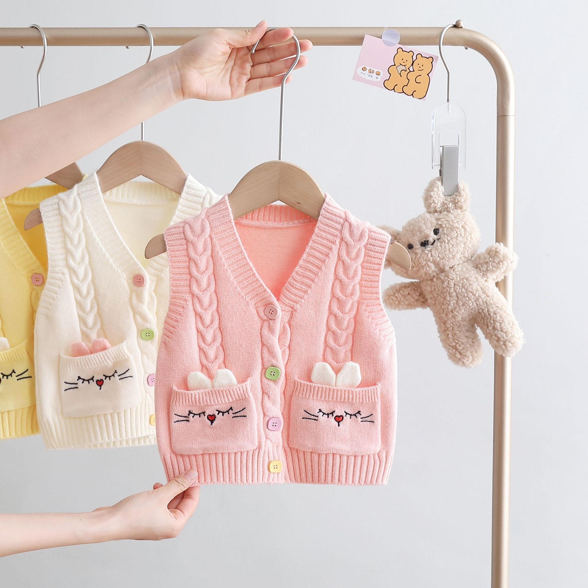 【不起球】2023女童毛衣马甲中小童开衫背心女宝宝秋装新款针织衫潮