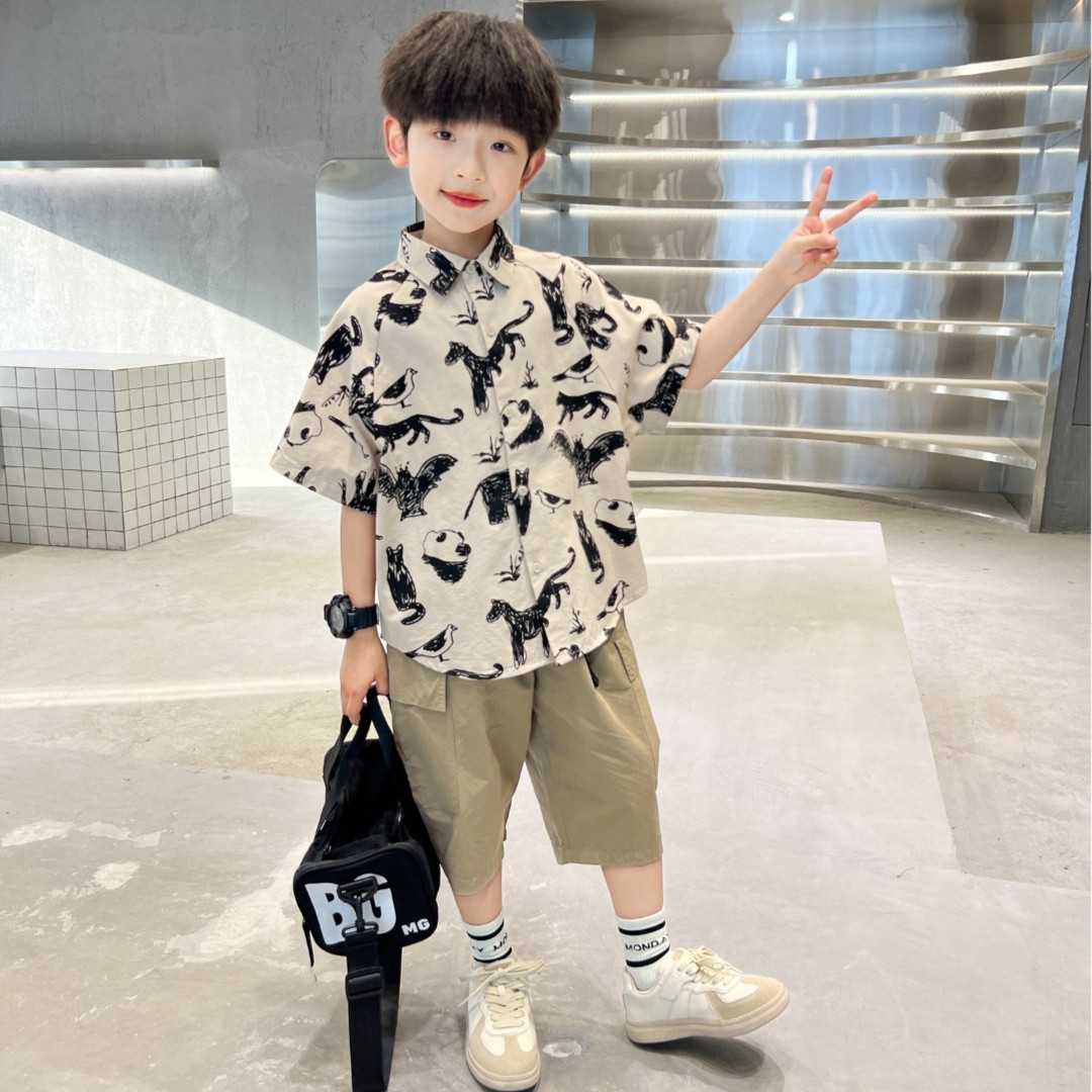 中班仔男童套装夏季2025新款帅气男孩两件套中大童*42722