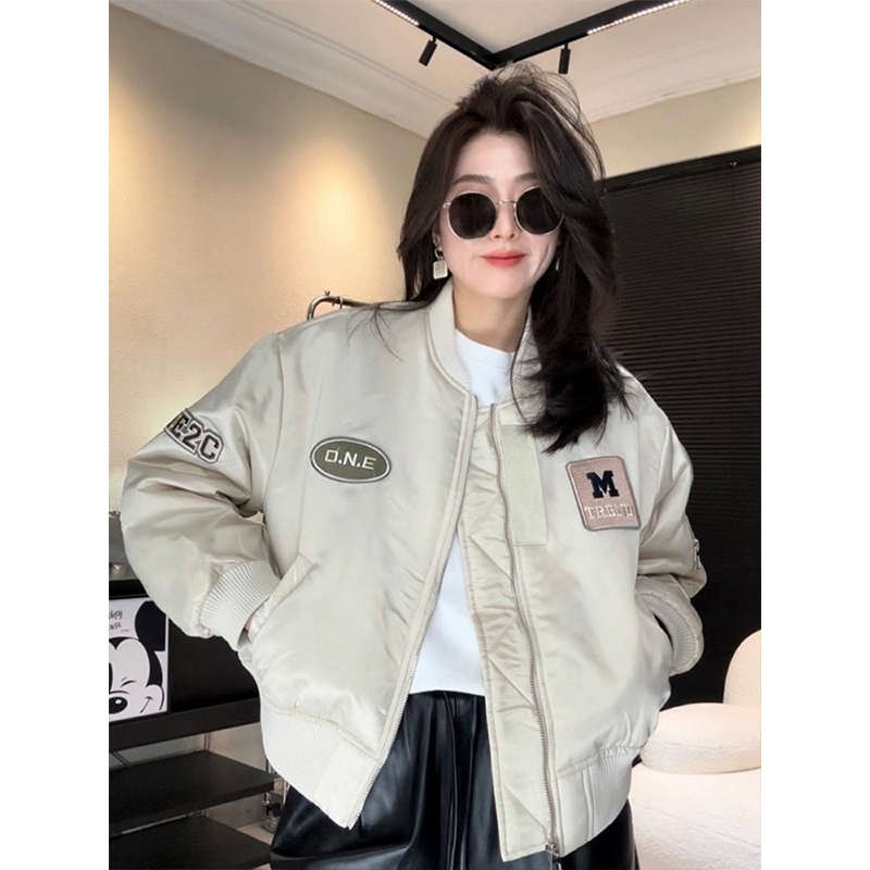 2025春季新款美式刺绣复古棒球服外套女小个子短款拉链休闲夹克潮
