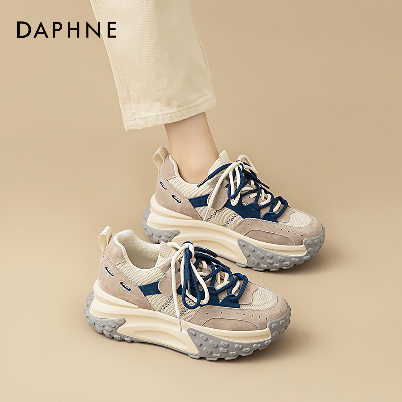 达芙妮重工老爹鞋女2025春季厚底松糕女鞋小个子榴莲底增高运动鞋