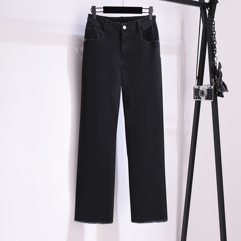 大码女装胖mm九分牛仔裤女宽松显瘦200斤加肥加大薄款弹力裤子秋