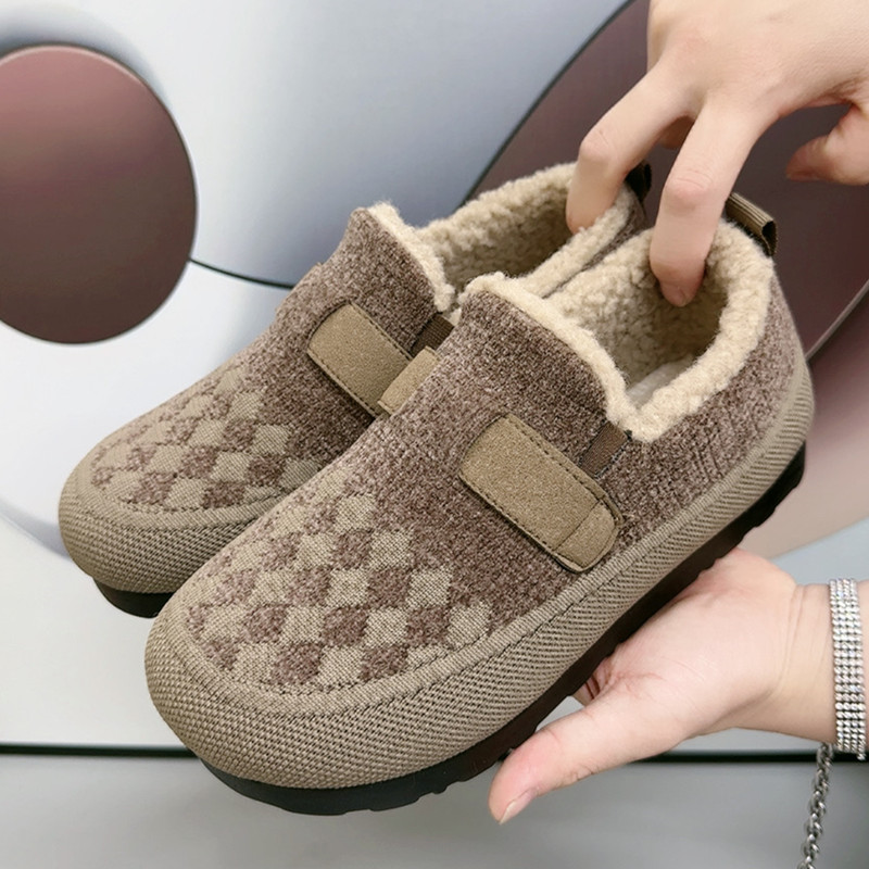 2025勃肯鞋女冬季加绒加厚保暖毛毛鞋老北京布鞋女软底舒适豆豆鞋