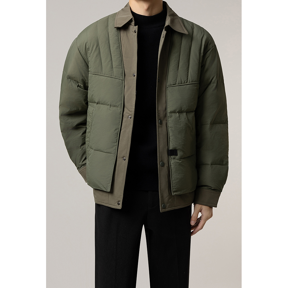 轻薄羽绒服男韩版短款男装高级感拼接假两件保暖冬季夹克外套休闲