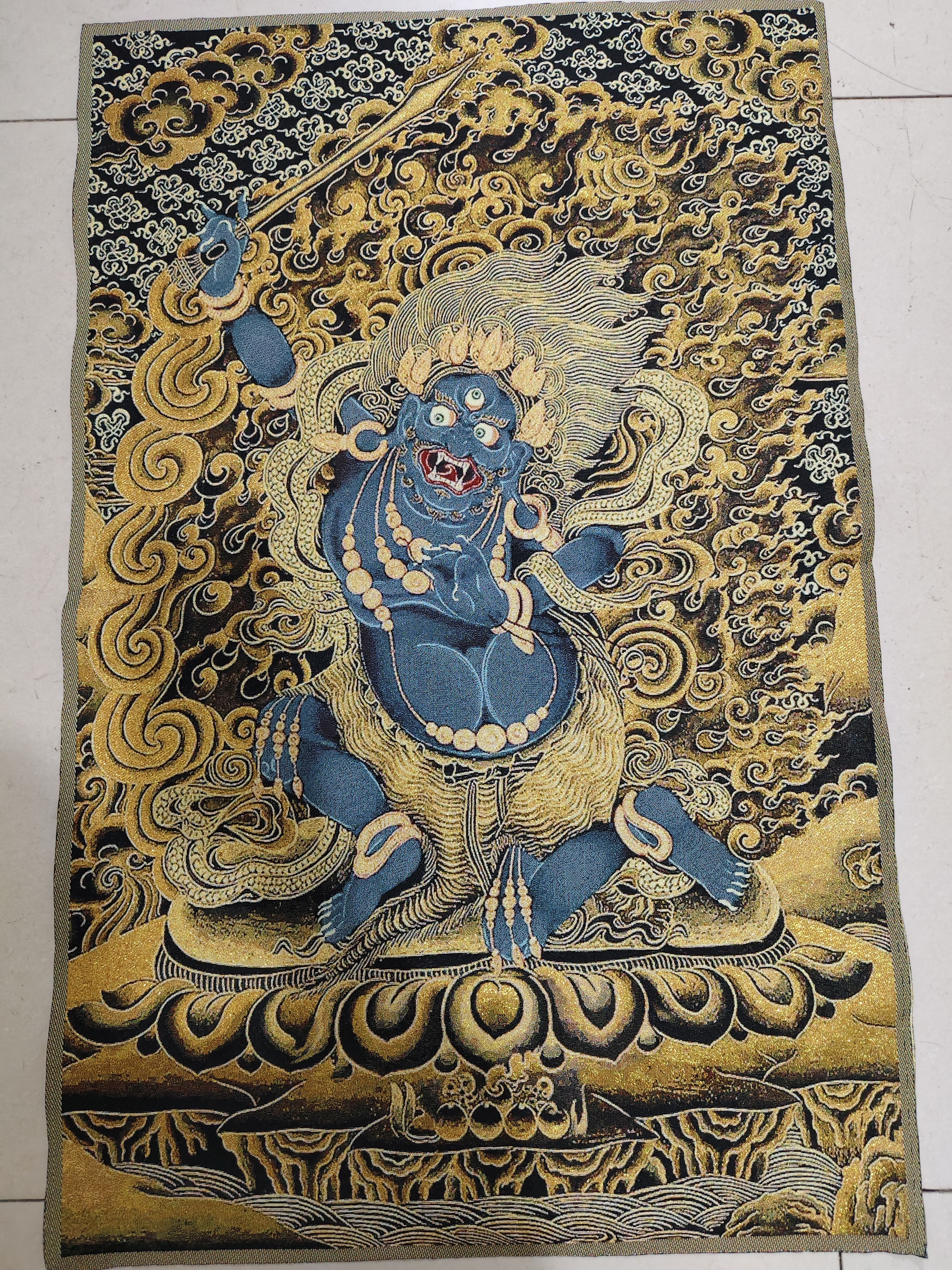 不动明王织锦刺绣五层堆绣唐卡成品画心实拍。60✘90厘米.