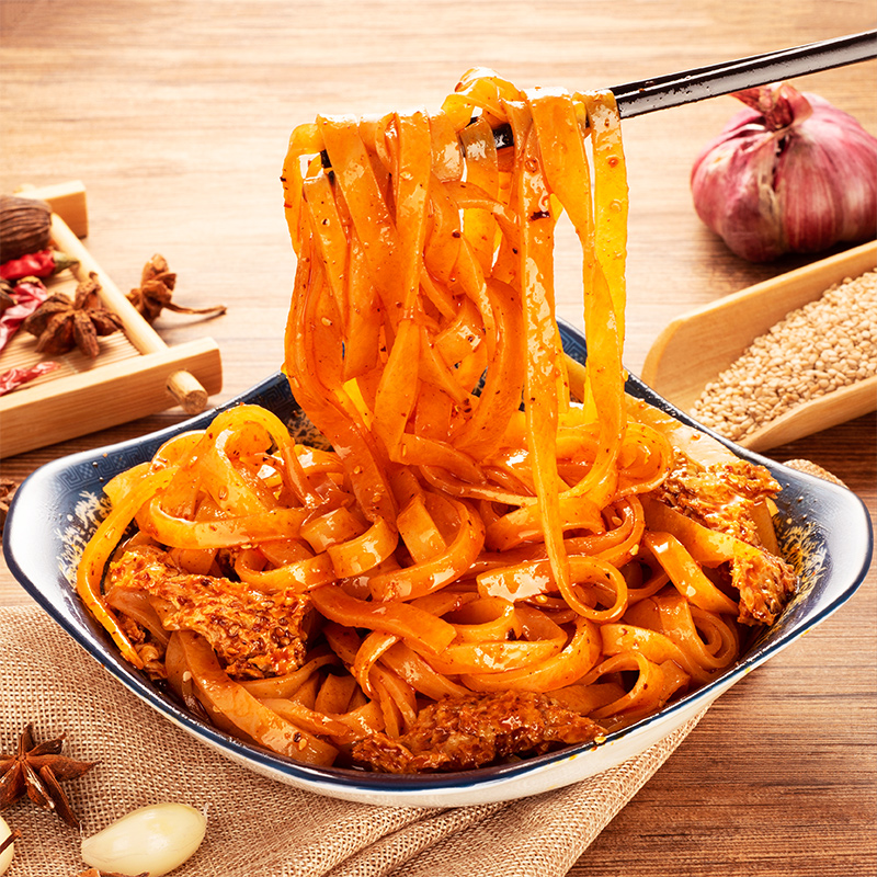 【到手8包】陕西宝鸡特色小吃加热食用袋装宝鸡擀面皮红油310g