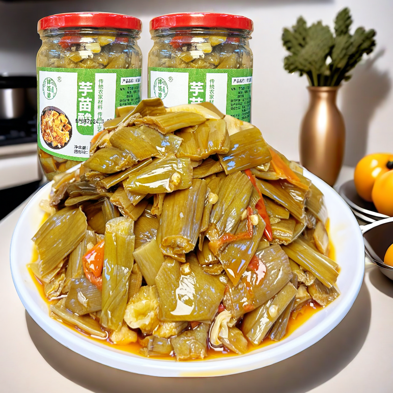 拌饭婆广西芋苗酸爽口农家特产传统酸辣芋苗腌制下饭菜菜瓶装