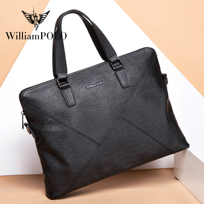 英皇保罗高端植鞣皮头层牛皮男士公文包经典款手提包电脑包男包