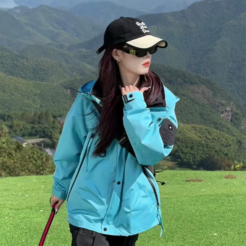 加绒加厚可拆卸内胆冲锋衣男女同款冬季户外防寒服休闲棉服外套女