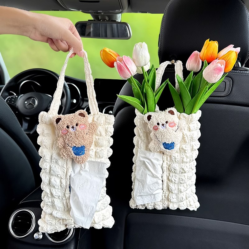 车载纸巾盒纸巾袋挂式创意郁金香汽车女士抽纸盒车内装饰大全