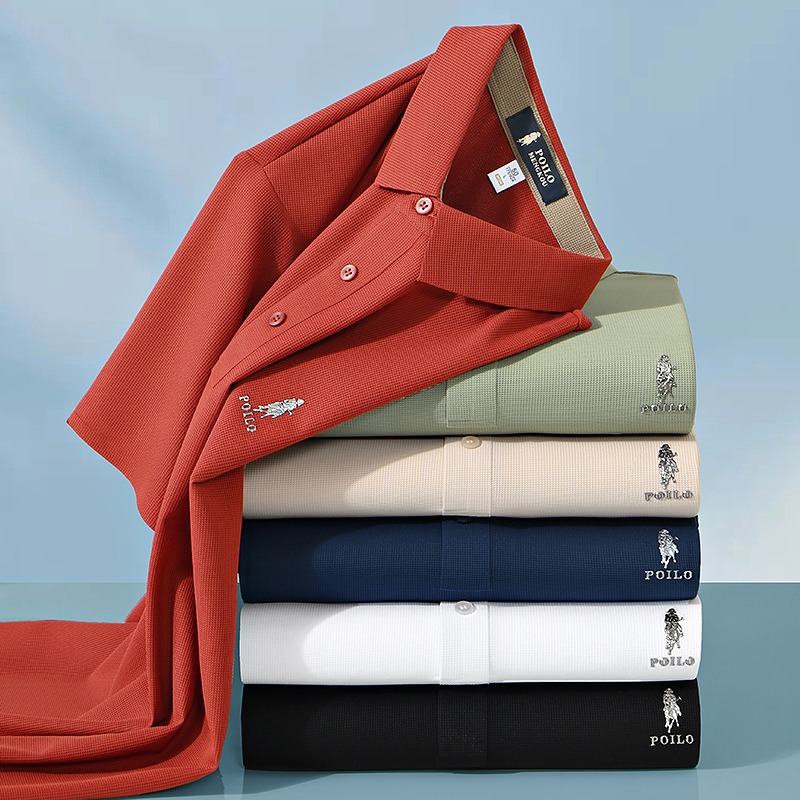 【保罗盟口】夏季新款冰感丝光男士宽松翻领透气百搭短袖POLO衫8988