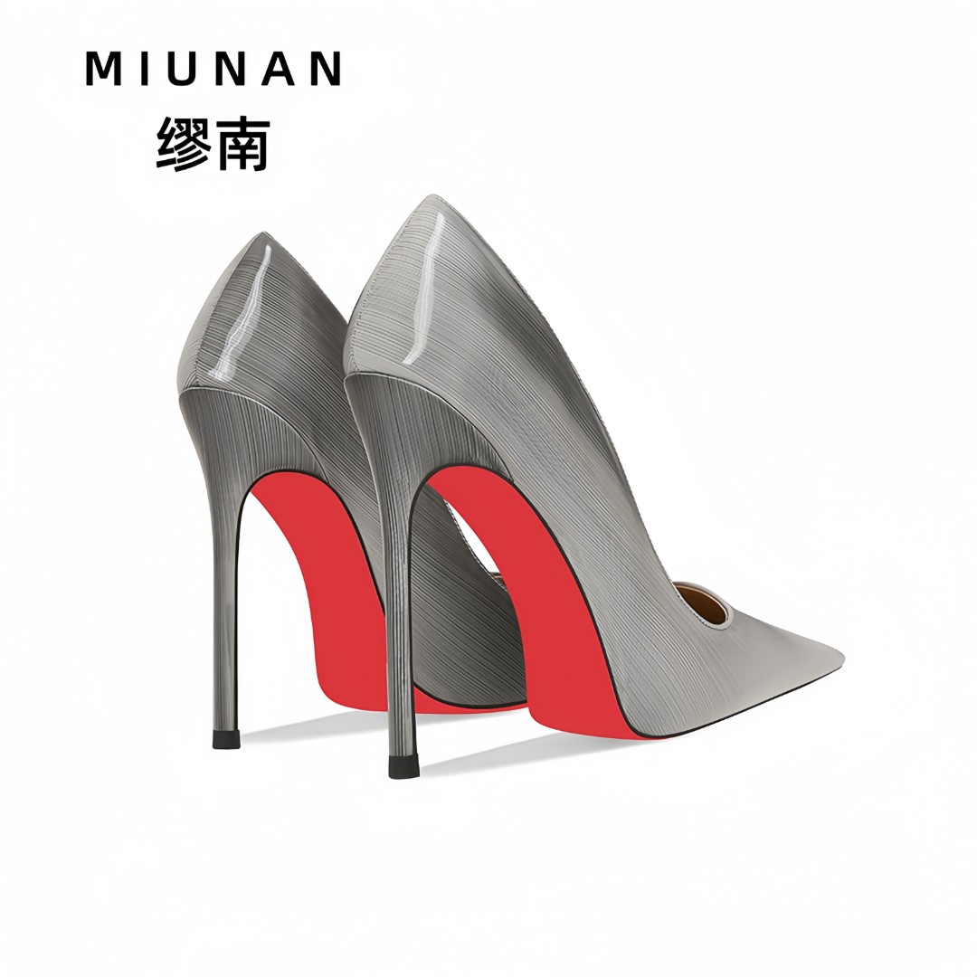 缪南2025年秋季新款高跟鞋御姐轻奢性感大码灰色气质职业细跟单鞋