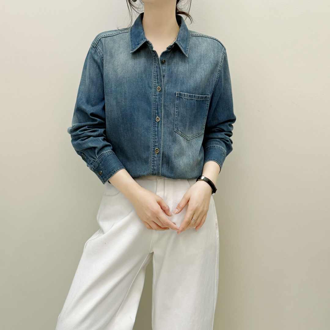 秋季新款韩版宽松休闲气质爆款显瘦时尚长袖复古牛仔衬衫小众衬衣