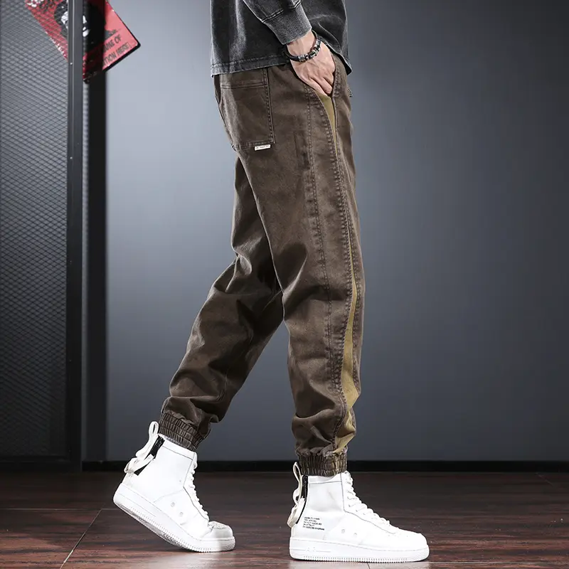 秋冬工装裤子男潮牌宽松休闲裤原创美式复古痞帅高级感撞色束脚裤