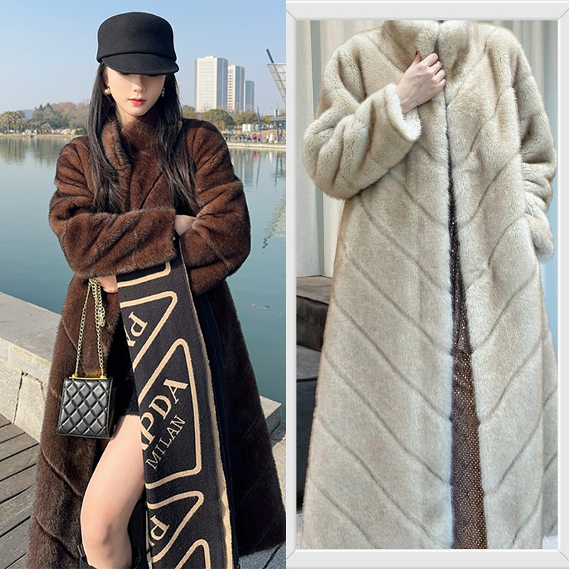 2023秋冬女高级感秋冬季中长款百搭外套皮毛一体大衣女秋冬新品