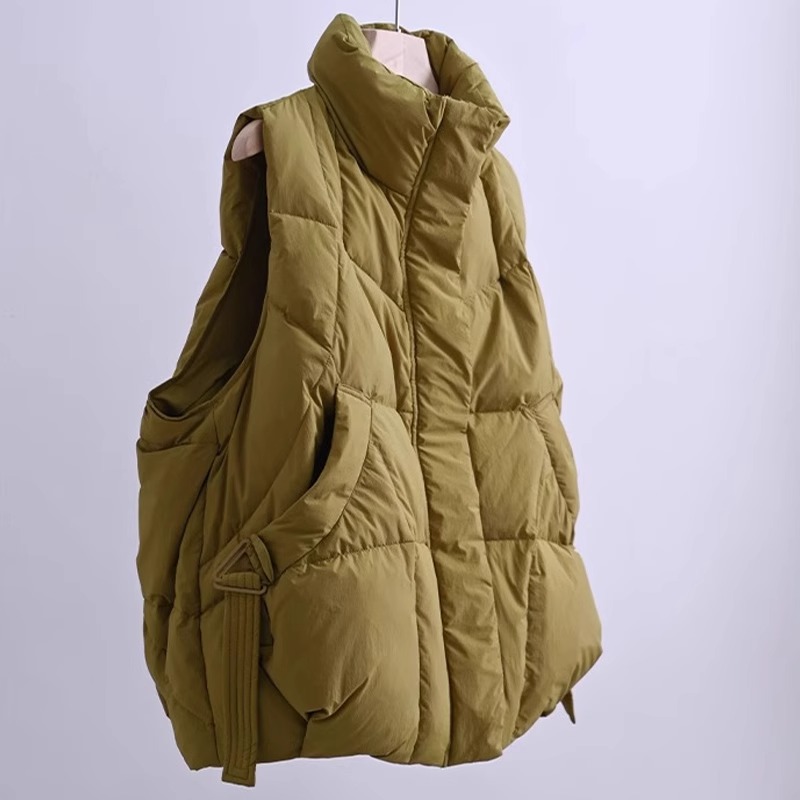 200-300斤欧版棉服马甲女秋冬新款韩版外穿立领洋气坎肩背心外套