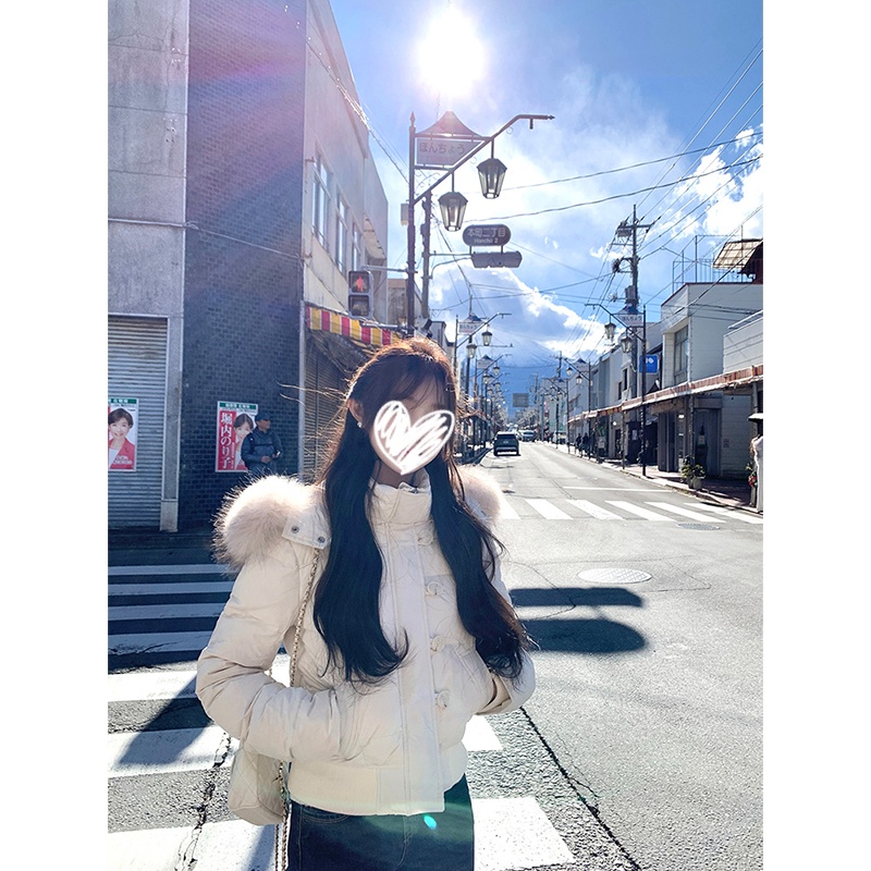 古早fiona秋冬毛领连帽内里加毛貉子毛领加厚棉服外套上衣女35701