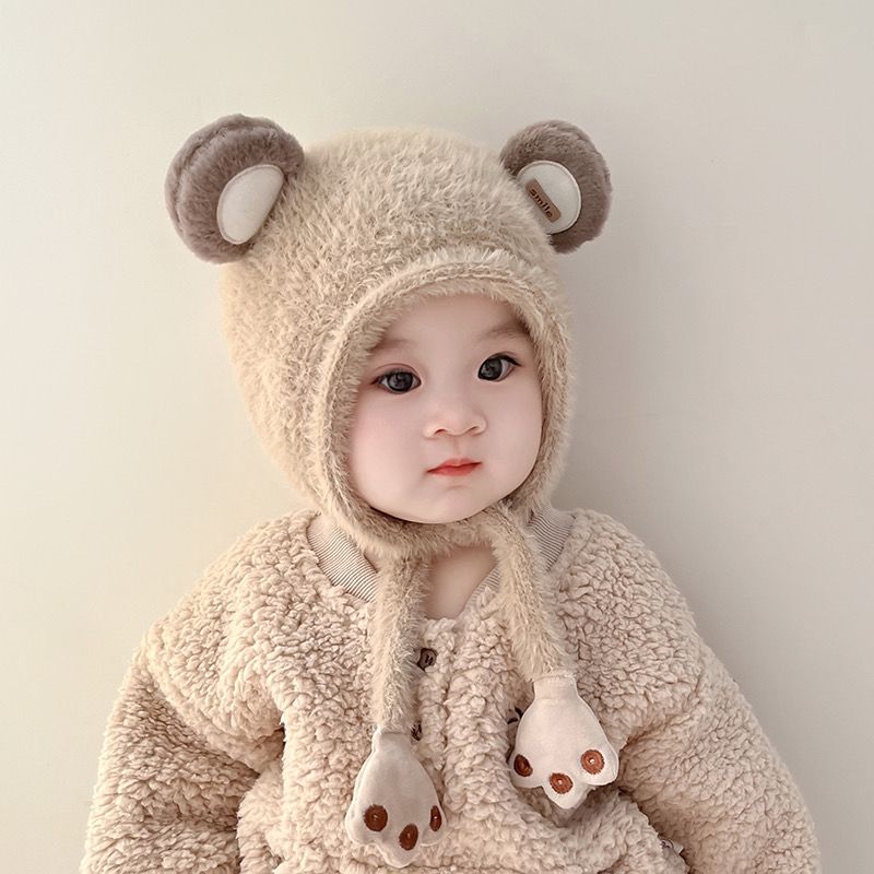 加厚婴幼儿帽子秋冬季可爱宝宝防风保暖帽儿童护耳帽男女童毛绒帽