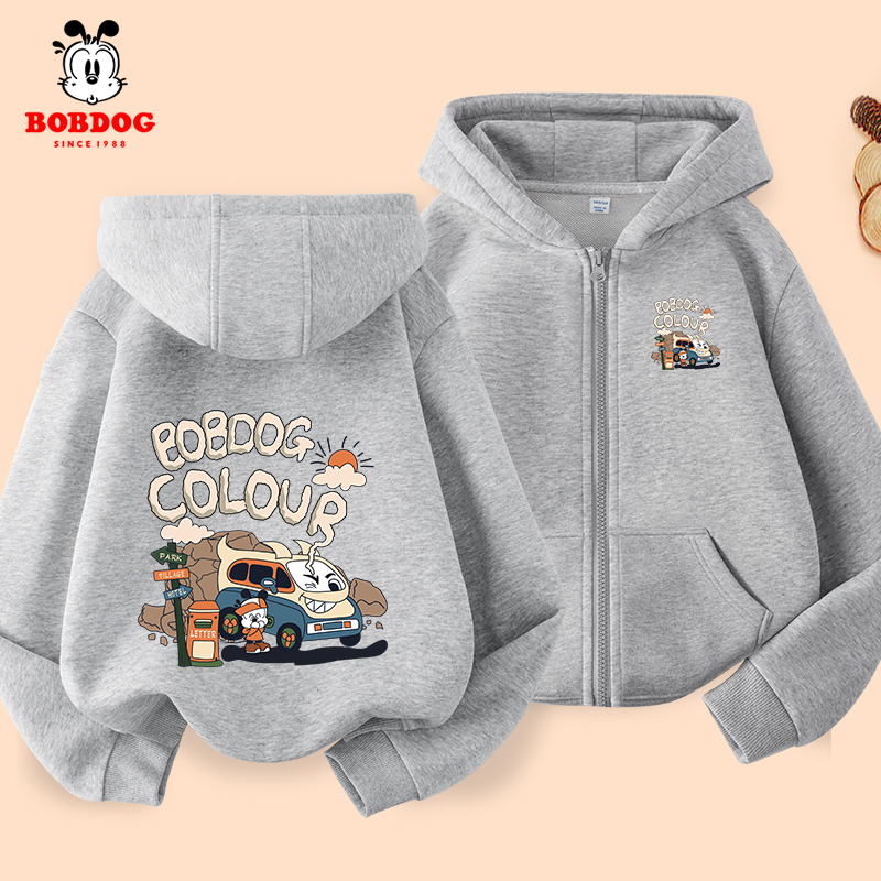 巴布豆卡乐男童外套春秋款2026新款男大童薄款运动服儿童卫衣开衫