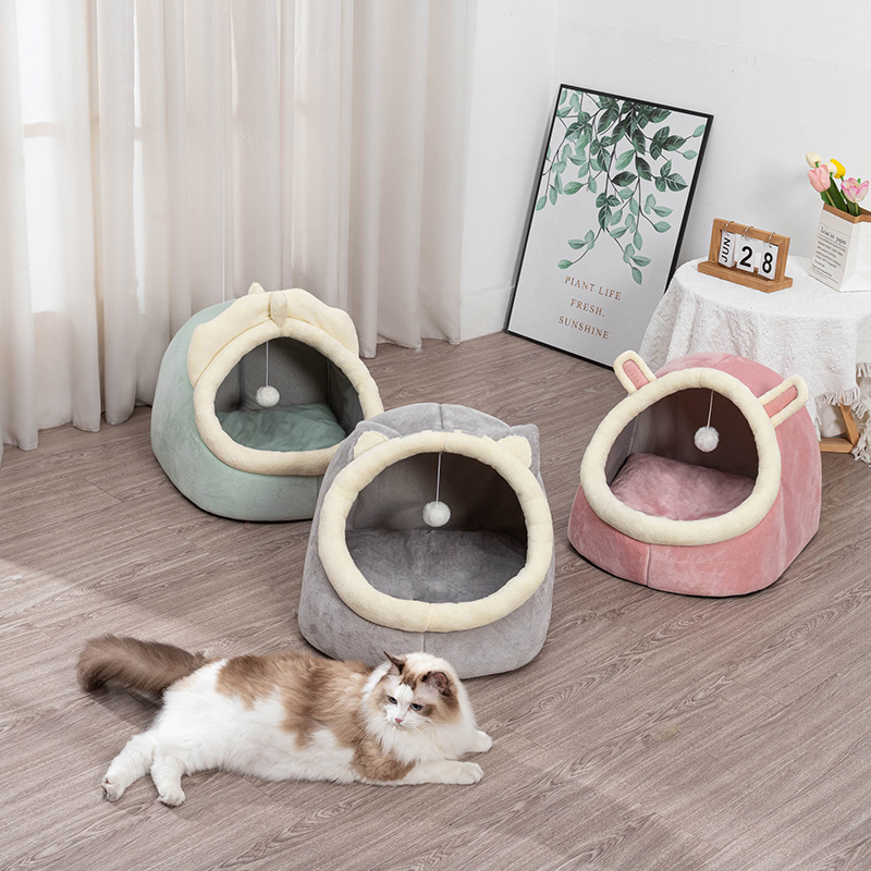 猫窝四季通用猫屋半封闭式小猫咪床幼猫别墅狗窝冬季保暖宠物用品
