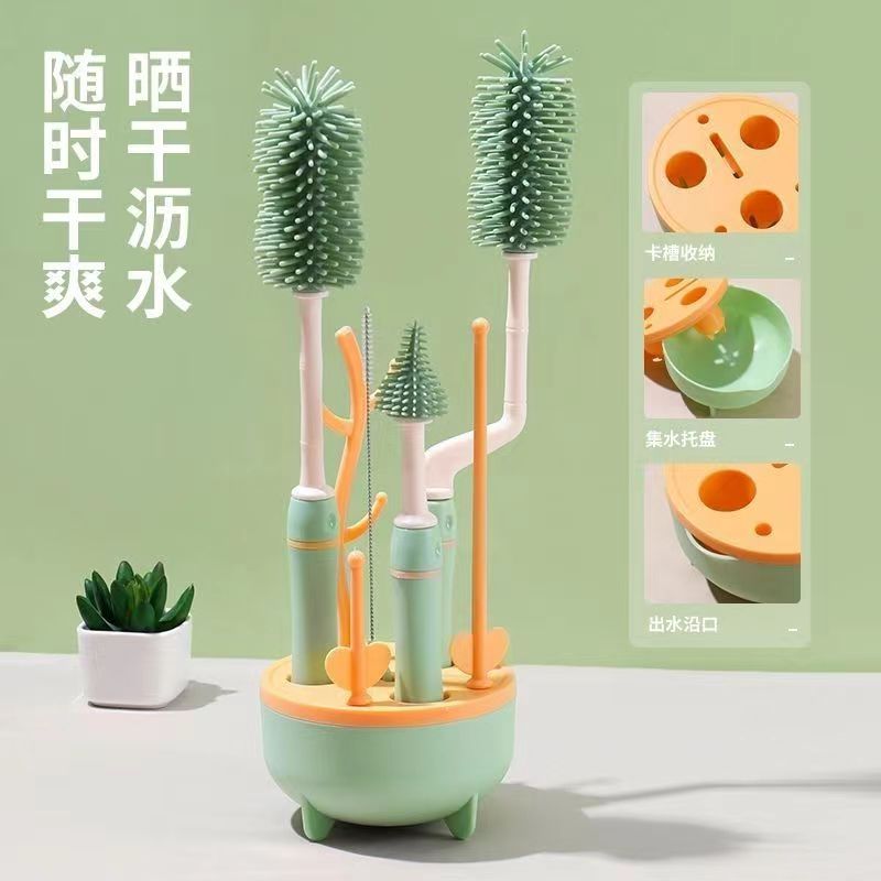 优质宝宝吸管刷婴儿奶瓶刷洗奶瓶刷子清洁装置奶嘴硅胶刷清洁刷