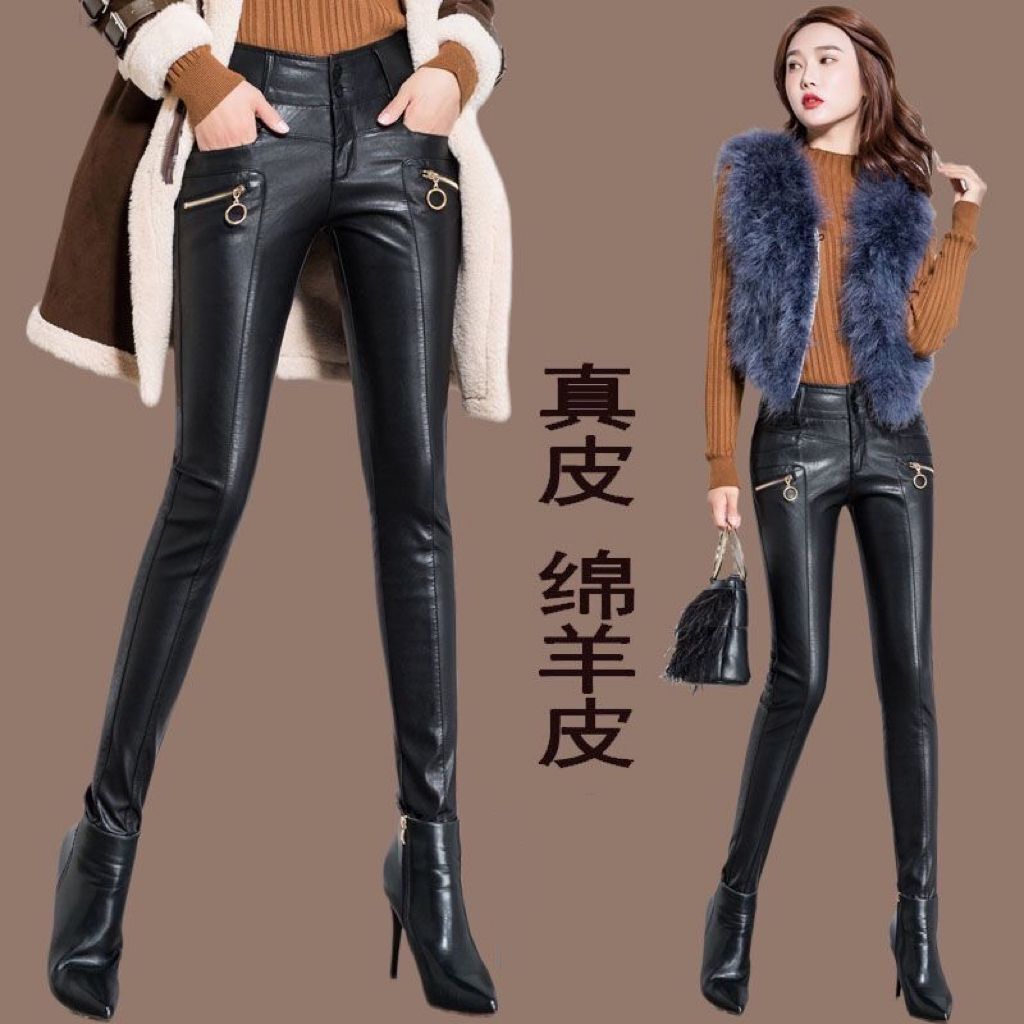 时尚外穿真皮皮裤女洋气修身弹力秋冬韩版高档显瘦高腰小脚打底裤