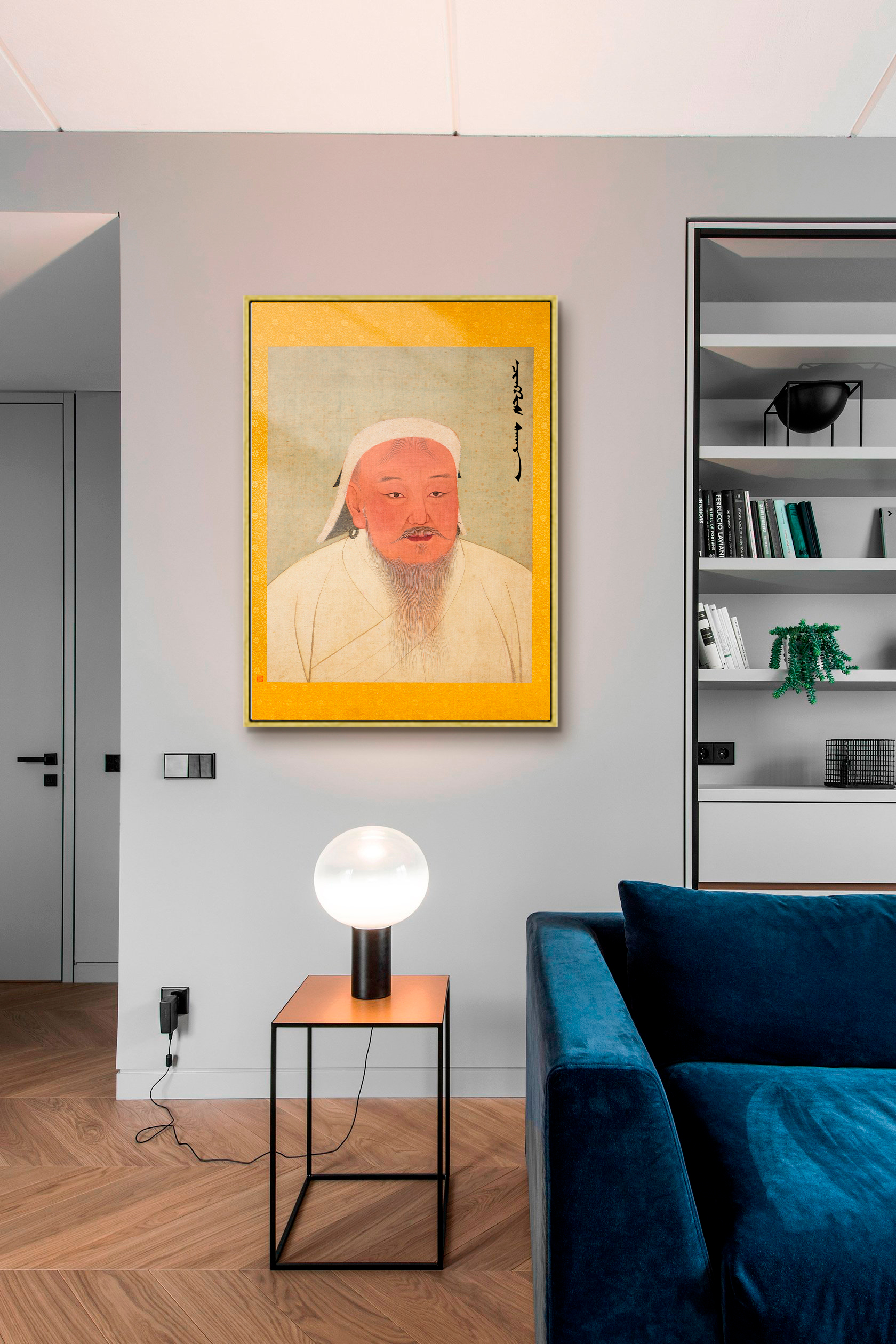 蒙古元素成吉思汗装饰画客厅画民族风装饰画方形餐厅装饰画晶瓷画